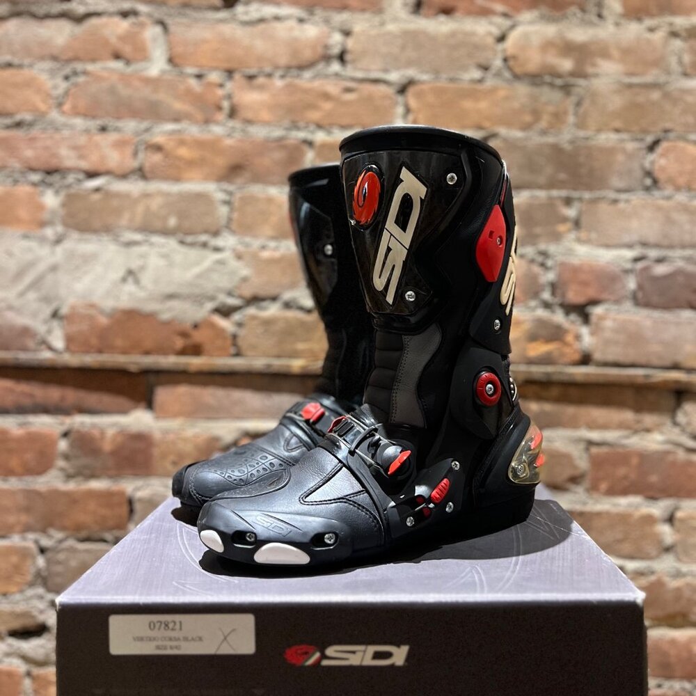 Sidi Vertigo Corsa Racing Boot – Black/Red Accents – Size EU 42